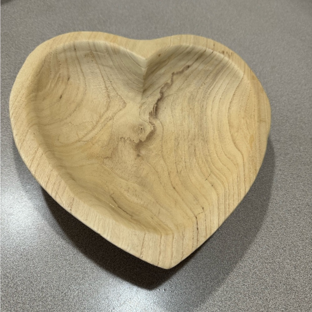 Wood Carved Heart Bowl